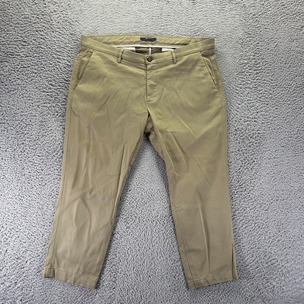 Boggi Milano Pant Mens 36x24 Beige Cotton Chino Straight Business Preppy Stretch